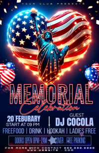 Purple Neon Memorial Day Celebration Half Page Wide Video Halve pagina breed template