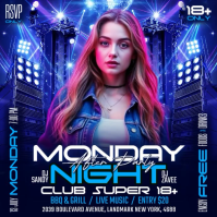 Purple Neon Monday Night Club Party Instagram Post Video template