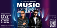 Purple Neon Music Event Eventbrite Banner template