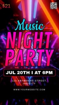 Purple Neon Music Night Party Instagram Story template