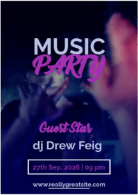 Paars Music Party A6 Template