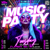Purple Music Party Instagram 帖子 Template