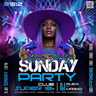 Purple Neon Music Party Instagram Post Video template