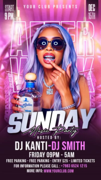 Purple Neon Music Party Instagram Story Video template