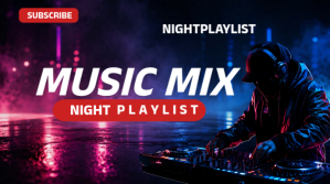 Purple Neon Music Playlist YouTube Thumbnail template