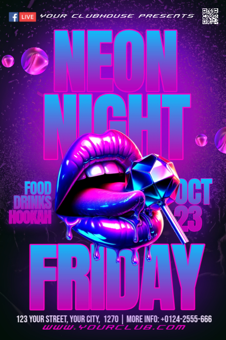 Purple Neon Nightclub Party Poster Template | PosterMyWall