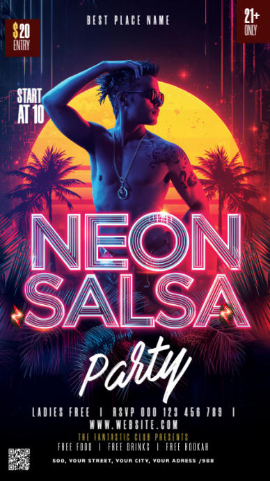 Plantilla de Neon Salsa Party Facebook Story | PosterMyWall