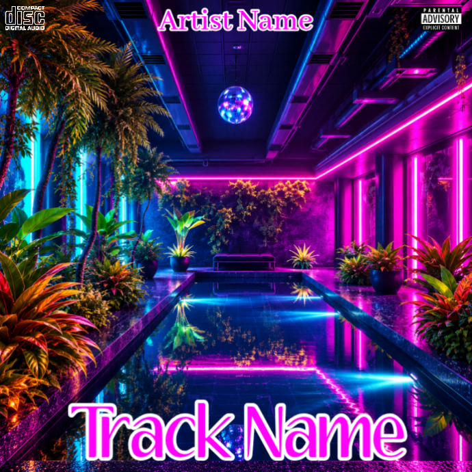 Purple Neon Tropical Album Cover Album Cover Template | PosterMyWall