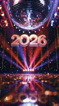 Purple Neon New Year 2016 Disco Celebration Instagram Story template