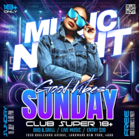 Purple Neon Night Club Event Instagram Post Video template