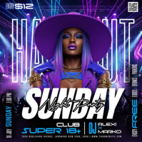 Purple Neon Night Club Party Instagram Post Video template