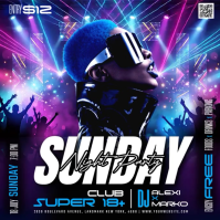 Purple Neon Night Club Party Instagram Post Video Instagram-opslag template