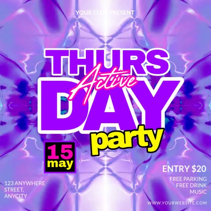 Purple Neon Night Club Party Pos Instagram template