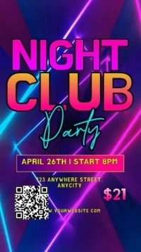 Purple Neon Night Club Party Reel Instagram template
