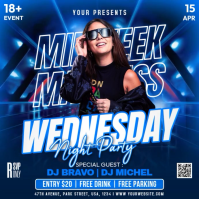 Purple Neon Night Party Event Square Video Quadrato (1:1) template