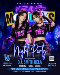 สีดำ Nightclub Party Instagram Portrait Template