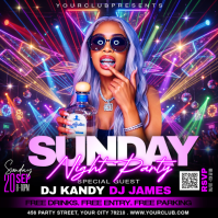 Purple Night Party Сообщение Instagram Template