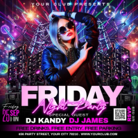 Purple Night Party Post Instagram Template