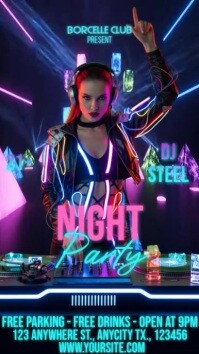 Purple Neon Night Party Instagram Reel template