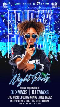 Purple Neon Night Party Instagram Story Video template