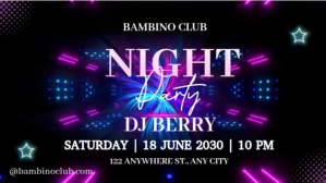 Purple Neon Night Party Video  Digital Displa template