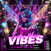 สีม่วง Nightclub Event โพสต์บน Instagram Template