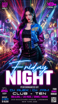 Paars Nightclub Event История на Instagram Template