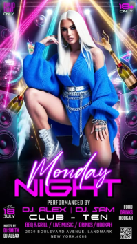 Purple Neon Nightclub Event Instagram Story Video template