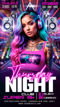 สีม่วง Nightclub Event Historia de Instagram Template
