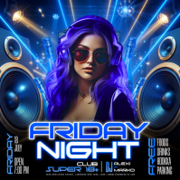 Purple Neon Nightclub Event Square สี่เหลี่ยมจัตุรัส (1:1) template