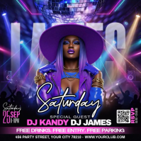 สีม่วง Nightclub Event Kwadrat Template