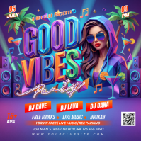 Purple Neon Nightclub Party Instagram Post template