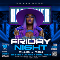 Purple Neon Nightclub Party Square Cuadrado (1:1) template