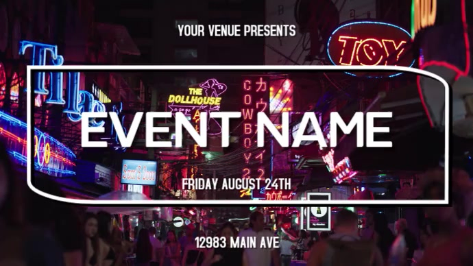 Plantilla de Purple Neon Nightlife Event Promotion Digital Display ...
