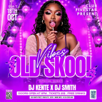 Purple Old School Club Night Instagram 帖子 Template