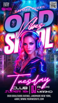 Purple Old School Club Night История на Instagram Template