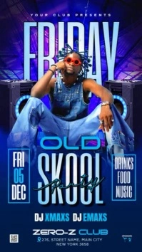 Purple Neon  Old School Party Facebook Story template