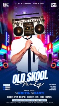 Purple Neon Old School Party  Instagram Story template