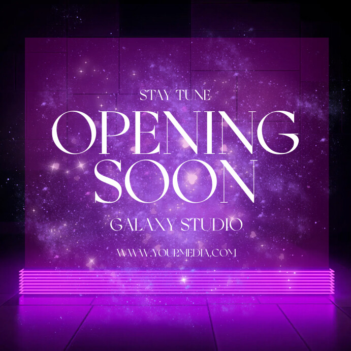 Copy of Purple Neon Opening Soon Square (1:1) | PosterMyWall