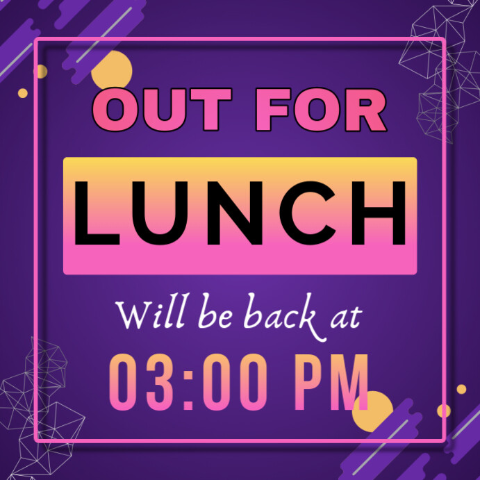 White Lunch Break Notice A4 Template | PosterMyWall