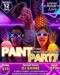 Purple Neon Paint Party Invitation Instagram Portrait template