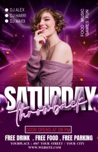 Purple Neon Party Half Page Wide Halbe Seite breit template