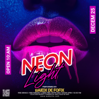 Purple Neon Party Instagram Post template