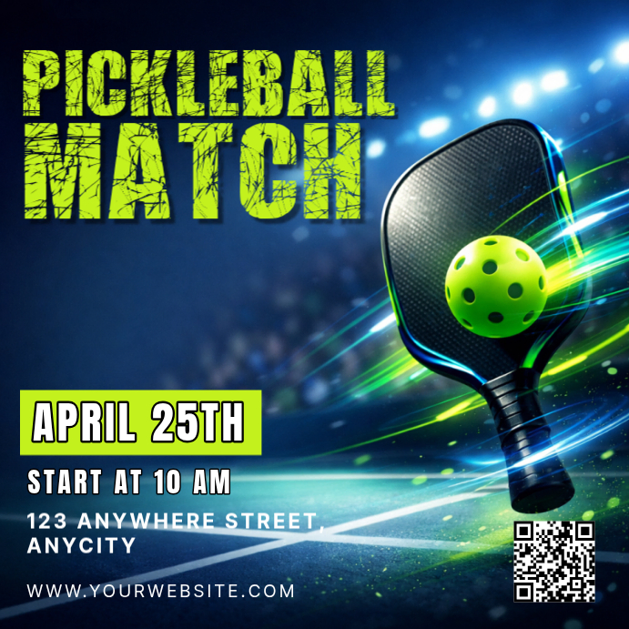 Purple Neon Pickleball Match Instagram Post Template | PosterMyWall
