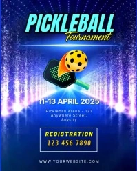 Purple Neon Pickleball Tournament Instagram Portrait template