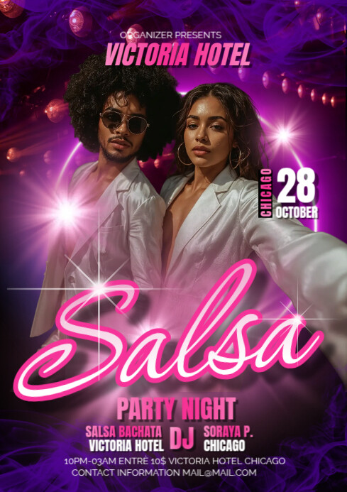 Copy of Purple Neon Pink Neon Salsa A4 | PosterMyWall