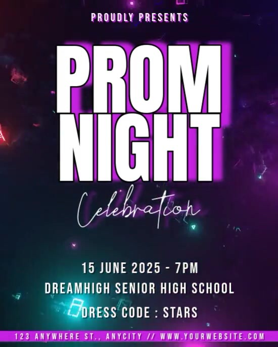 Purple Neon Prom Night Instagram Portrait Template | PosterMyWall