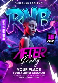 Purple Neon R&B After Party A5 template