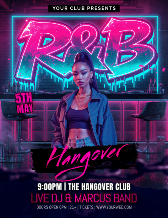 Purple neon r&b club event flyer Template | PosterMyWall