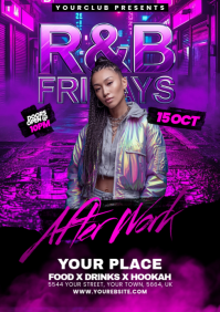Purple Neon R&B Club Night A5 template